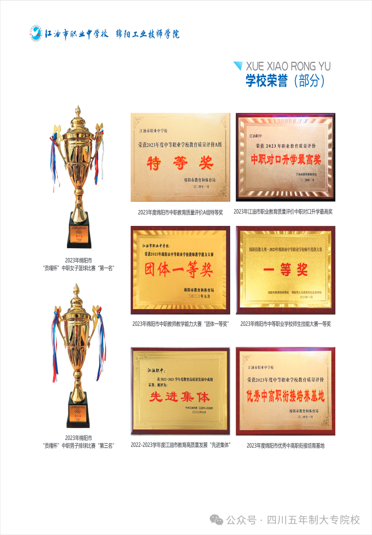 绵阳中职学校｜江油市职业中学校（绵阳工业技师学院）2024年招生简章
